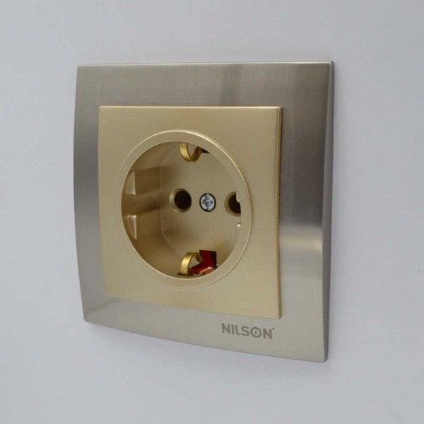 Розетка Nilson Touran золото 1-на з заземленням ( 24151017 ) - фото №6