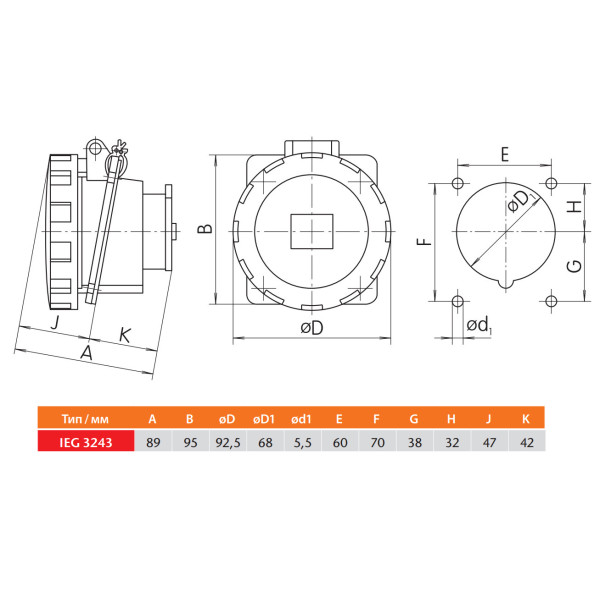 Вбудований силовий роз'єм Sez IEG3243 - фото №9