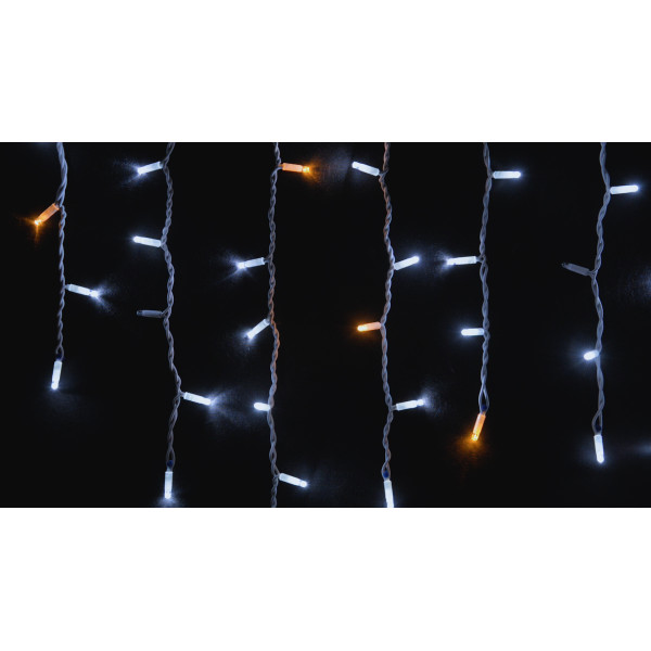 Белая уличная LED гирлянда Delux EN ICICLE 75LED (90015181) 2x0,7м 18 мигающих желтых диодов IP44 - фото №1