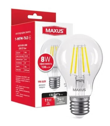 Филаментная светодиодная лампа Maxus A60 FM 220Вт E27 Clear (1-MFM-763) - фото №1
