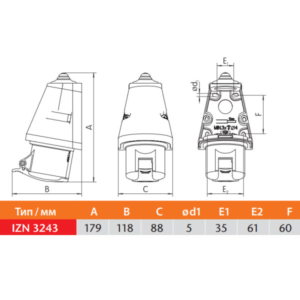 Настенный разъем Sez IZN3243 - фото №7