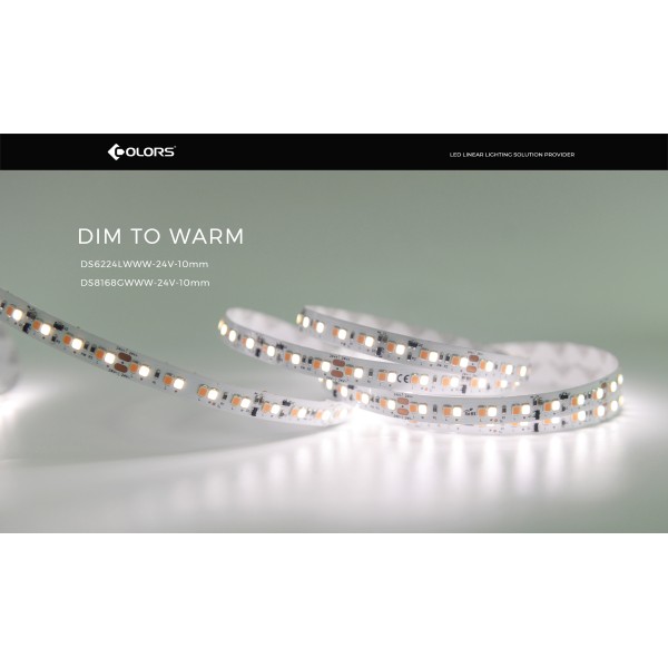LED лента COLORS 168-2835-24V-IP20 13.5W 580Lm 1900K+3000K 5м (DS8168GWWW-24V-10mm) - фото №3