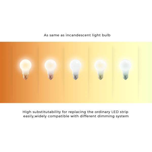 LED лента COLORS 168-2835-24V-IP20 13.5W 580Lm 1900K+3000K 5м (DS8168GWWW-24V-10mm) - фото №4