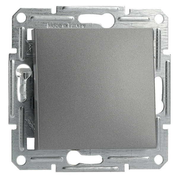 Вимикач 1-клавішний без рамки сталь Asfora, EPH0100162