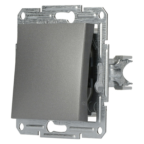 Вимикач 1-клавішний без рамки сталь Asfora, EPH0100162 - фото №4