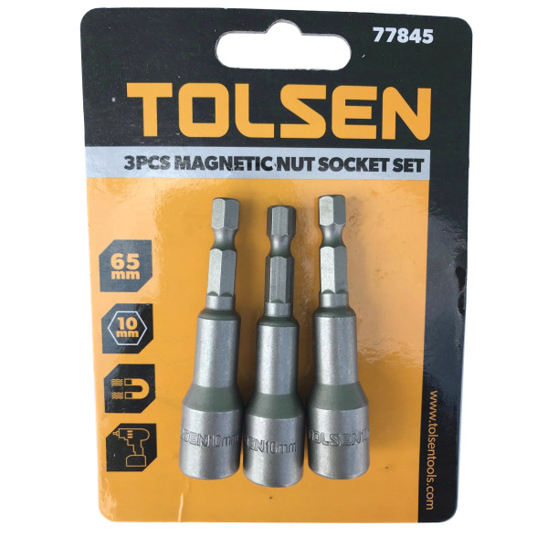 Магнитные головки Tolsen (77845) 10мм 1/4"х65мм (3шт) - фото №4