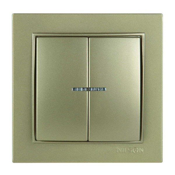 Вимикач Nilson Thor золото 2кл з підсвіткою ( 27151004 )