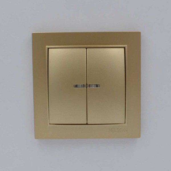 Вимикач Nilson Thor золото 2кл з підсвіткою ( 27151004 ) - фото №1