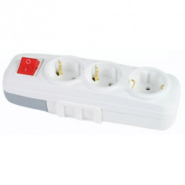 Колодка потрійна FAR LARA F502 з заземленням та вимикачем (7.5.2.92157)