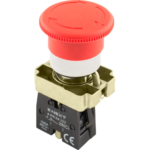 Кнопка грибок E.Next e.mb.bs542 1NC з фіксацією поворотна червона (p0810123)