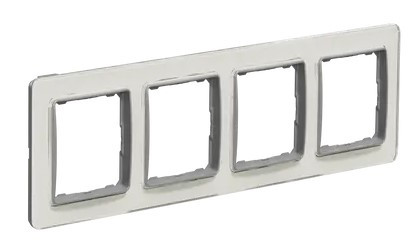 Четырехпостовая рамка Schneider Electric Sedna Elements искусственное белое стекло SDD360804 - фото №1