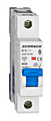 Автоматичний вимикач 6А 1P 6кА х-ка B, Schrack