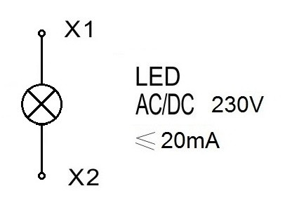 Красный LED индикатор Schrack BZ501215B 230В AC - фото №2