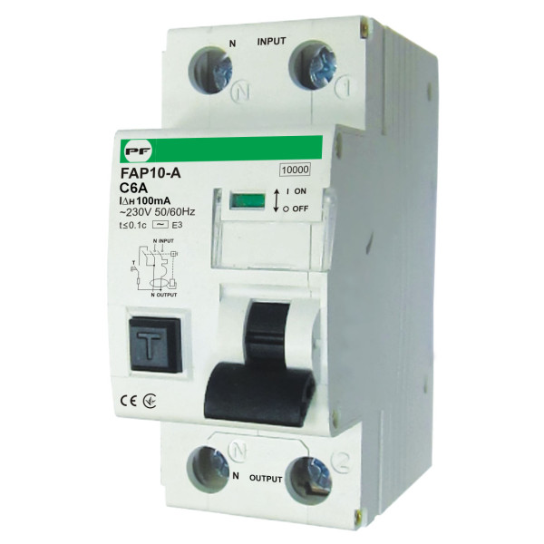 Диф автомат Promfactor FAP10-A C 6А/0,1A 2P (1P+N) 10кА (FAP10C06100A)
