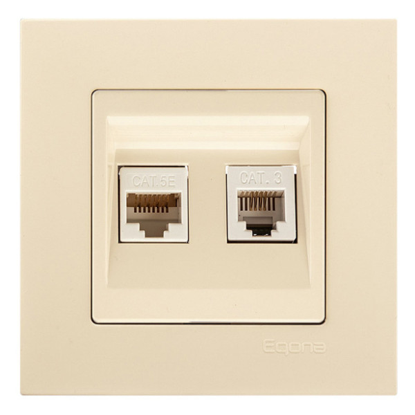 Розетка компьютерная + телефонная Gunsan Eqona крем