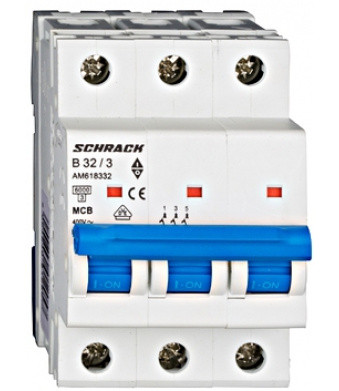 Автоматичний вимикач 32А 3P 6кА х-ка B, Schrack