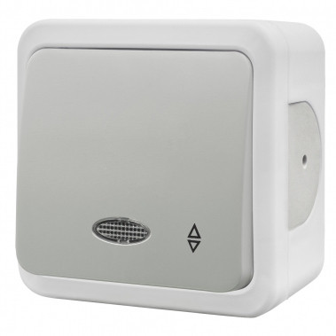 Накладний прохідний 1-кл вимикач NE-AD MULTIMA 92-51-05-I з led-підсвіткою білий