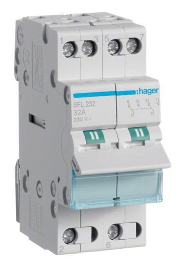 Перемикач Hager SFL232 (загальні точки знизу)