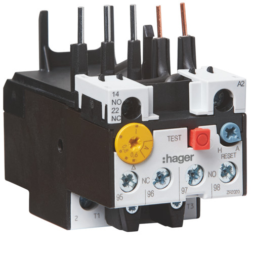 Тепловое реле Hager EVB00016A 0,1-0,16А к EV007...EV015 1NO+1NC