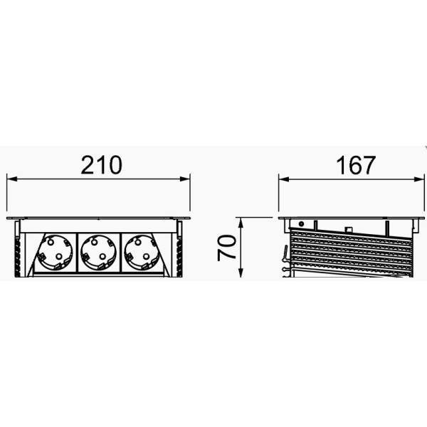 Выдвижной розеточный блок OBO Bettermann (6116800) с крышкой 3 розетки 2р+E 250V AC кабель 3м из нержавеющей стали - фото №1