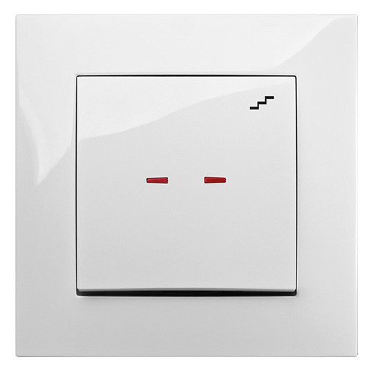 Одноклавішний прохідний вимикач Elektro-Plast Carla 1725-10 з підсвічуванням (білий) - фото №1