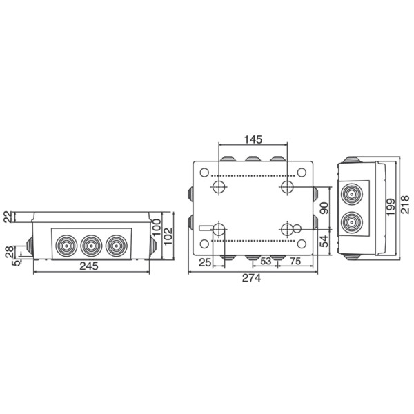 Коробка ответвительная DKC 54200 240х190х90мм с кабельными вводами IP55 - фото №8