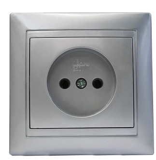 Розетка Elcor Emily 9215 (211575) без заземления (серый металлик)