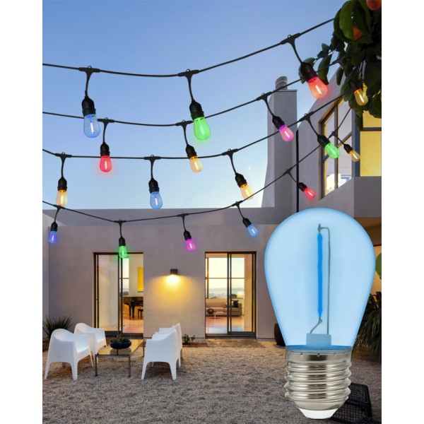 Светодиодная лампочка для гирлянды из коллекции Party Neon Goldlux 322203 E27 2x0.3W 2200K 50Lm синяя - фото №3