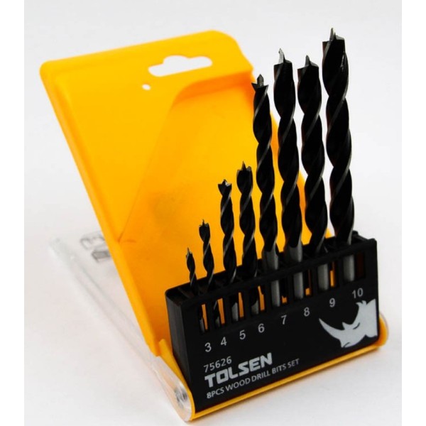 Комплект спиральных сверл по дереву Tolsen (75626) 3-4-5-6-7-8-9-10мм (8шт) - фото №2