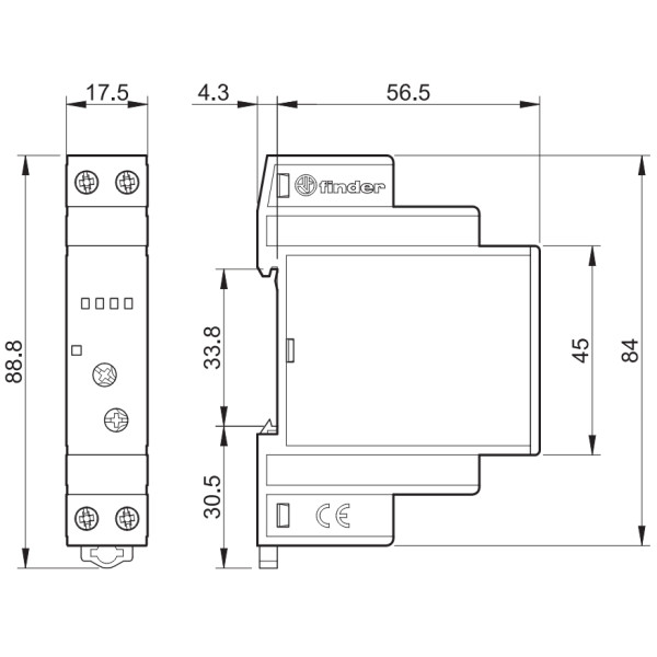 Модульный диммер Finder LED 500Вт 230В AC (158182300500) - фото №1