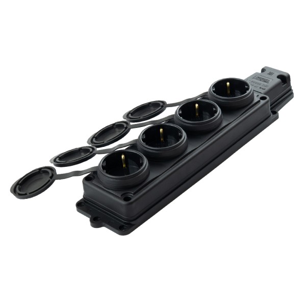 Колодка Violux каучук настенная 4-ная с заземлением с крышкой IP44 ( 930730 )