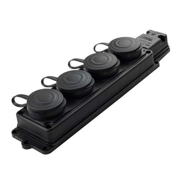 Колодка Violux каучук настенная 4-ная с заземлением с крышкой IP44 ( 930730 ) - фото №2