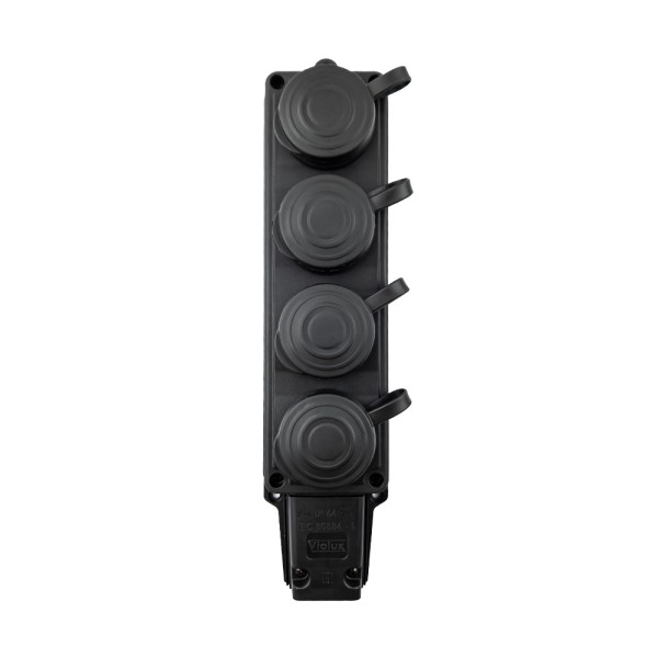 Колодка Violux каучук настенная 4-ная с заземлением с крышкой IP44 ( 930730 ) - фото №3