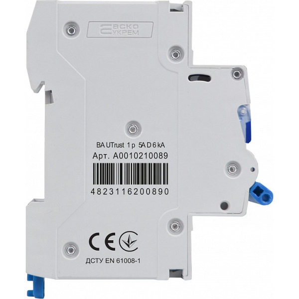 Автоматический выключатель Аско-Укрем UTrust 1р 5А D 6kА (A0010210089) - фото №2