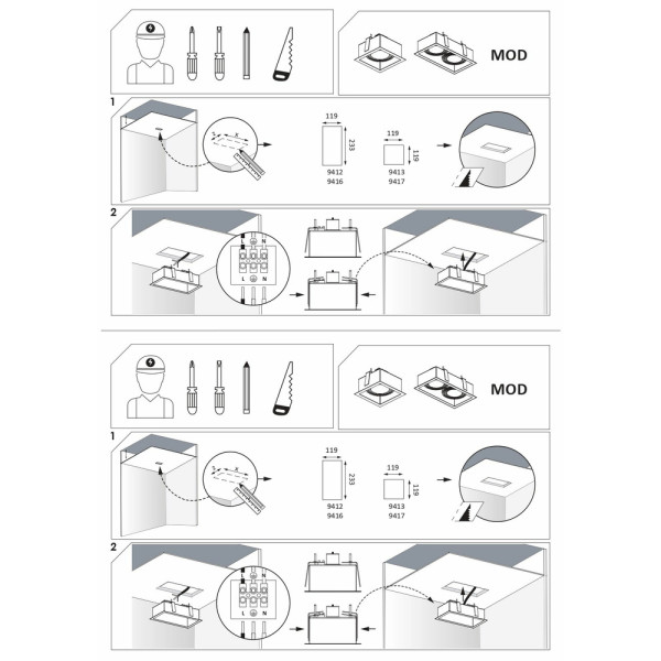 Точечный светильник Nowodvorski 39416 Mod GU10 2x75W IP20 Bl - фото №4