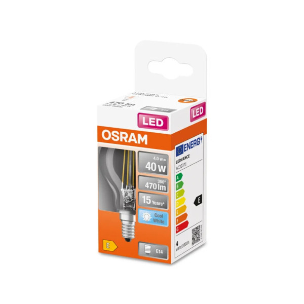 Светодиодная лампочка Osram 4058075435209 LED CL P40 E14 1x4W 4000K 470Lm IP20 - фото №1