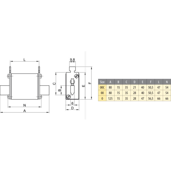 Запобіжник ETI 004331021 M000UQU-N/20A/690V gR (50kA) - фото №3