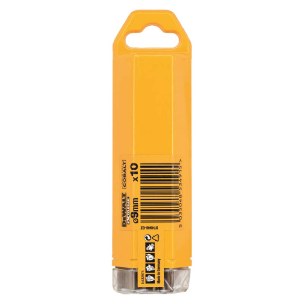 Кобальтові свердла по металу DeWALT DT4940 Extreme Industrial cobalt HSS-CO 9х125/78мм (10шт в упаковці) - фото №4