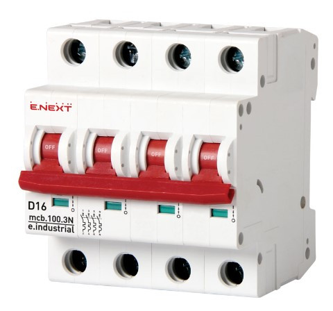 Модульный автоматический выключатель E.Next e.industrial.mcb.100.3N.D16 3р+N 16А D (i.0210003)