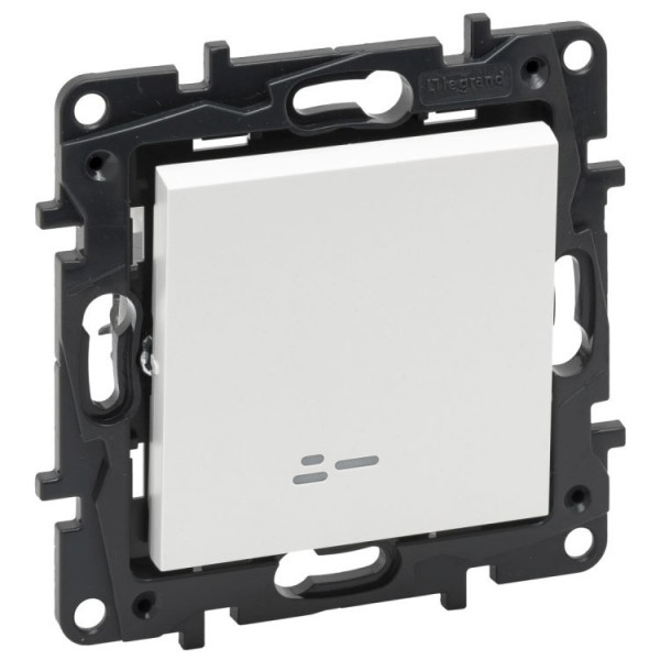 Одноклавішний прохідний вимикач Legrand Niloe Step 10А з підсвіткою затискний механізм білий (863116)