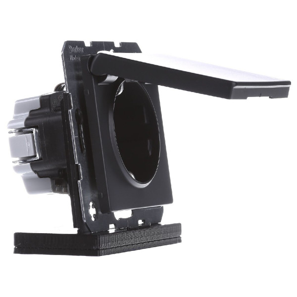 Розетка Berker Qx 47516086 із захистом контактів із заземленням та з кришкою (антрацит) - фото №2