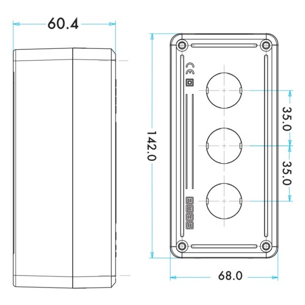 Корпус кнопочного поста 3 места, EMAS - фото №6
