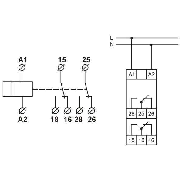 Двоканальне реле часу Promfactor FRT14 43 12-240В AC/DC з затримкою на включення - фото №2