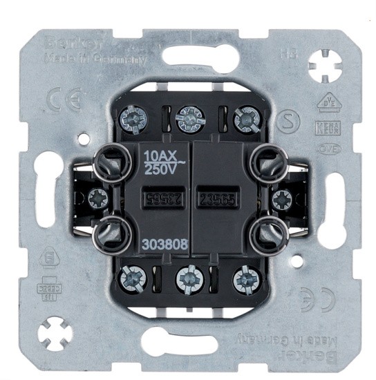 Вимикач 2-клавішний (механізм) 10АХ/250В Berker