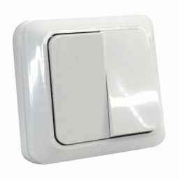 Двухклавишный выключатель Sokol накладной белый (7.2.1.89224)