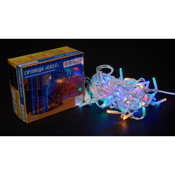 Белая уличная LED гирлянда Delux EN ICICLE 75LED (90012956) 2x0,7м 18 мигающих диодов IP44 - фото №3