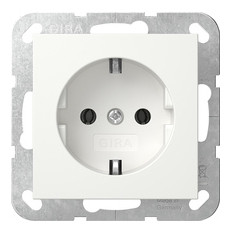 Розетка Gira System 55 с заземляющим контактом белая глянцевая (418803)