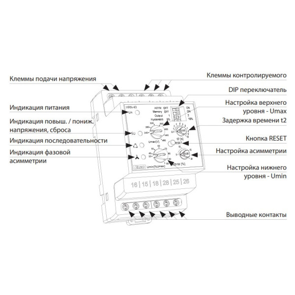 Реле контролю фаз HRN-43N/400V - фото №4