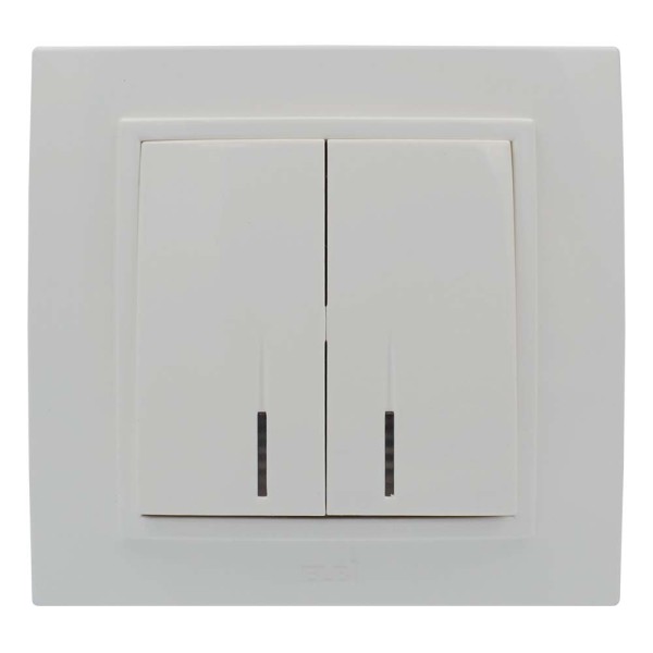 Выключатель ELBI ZENA белый 2кл с подсветкой с рамкой ( 500-010200-203 )