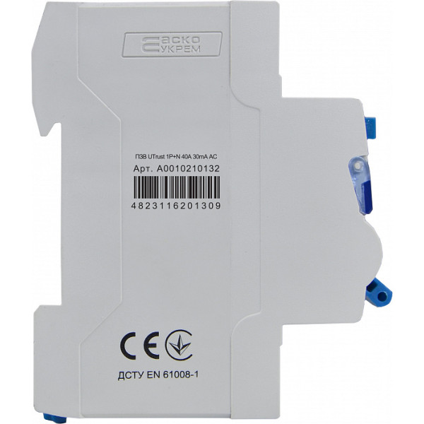 Пристрій захисного відключення Аско-Укрем UTrust 1P+N 40А 30мА АС (A0010210132) - фото №2